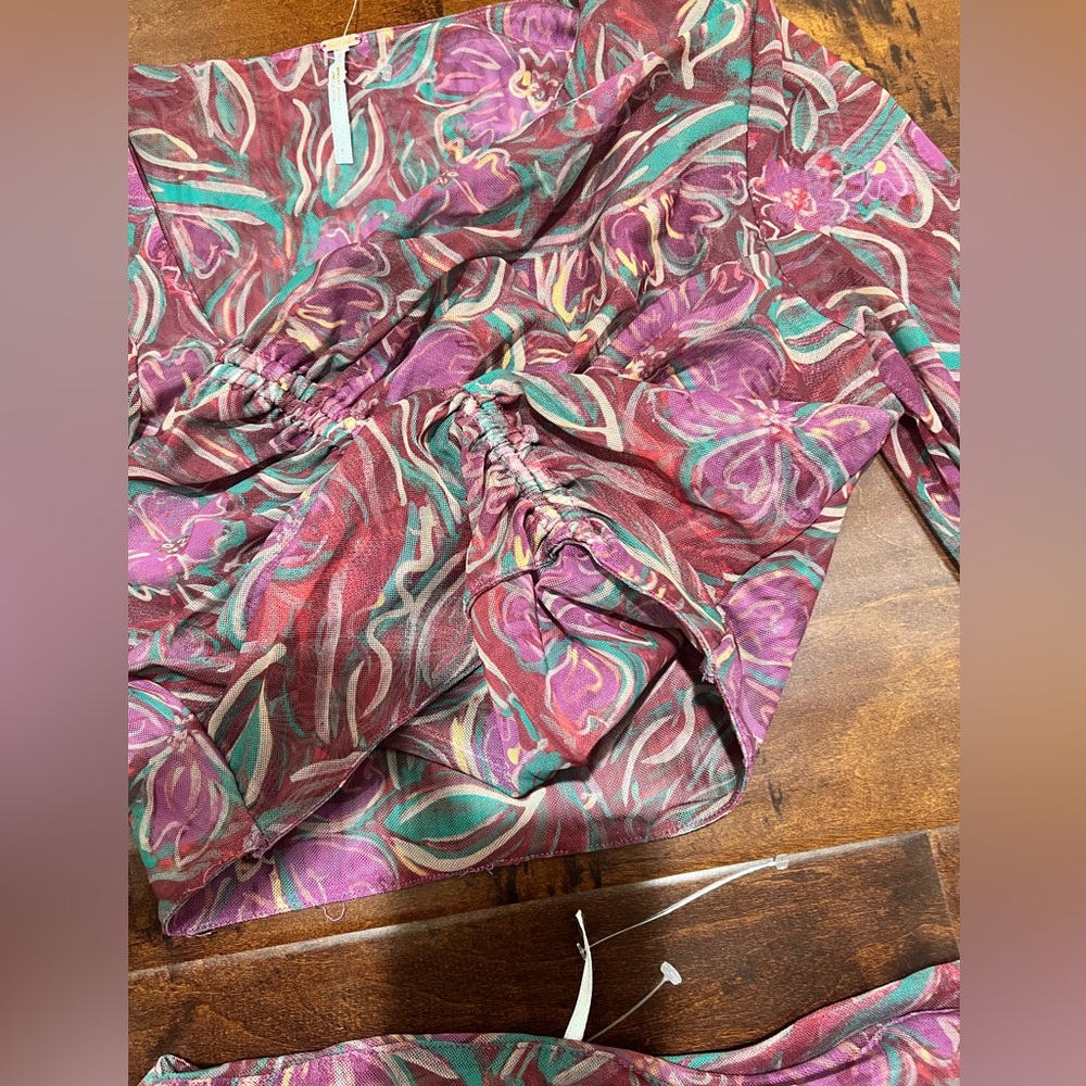 Free People Pink & Teal Paisley Long Skirt Set - Picture 9 of 10